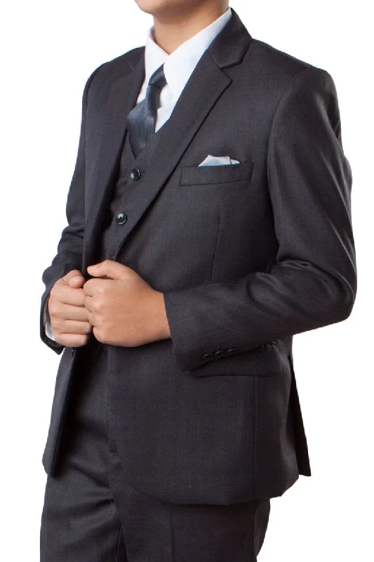 "Jacob" Kids Charcoal Grey 5-Piece Suit