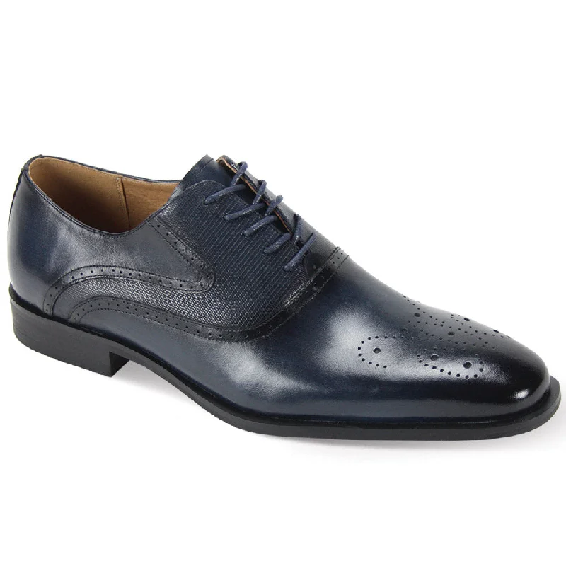 Medallion Marvels: Men's Navy Medallion Toe Oxford Shoes