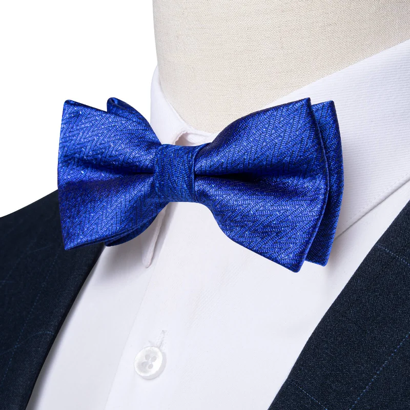 Ties2you Boys Bow Ties Cobalt Blue Striped Bow Tie Handkerchief Set