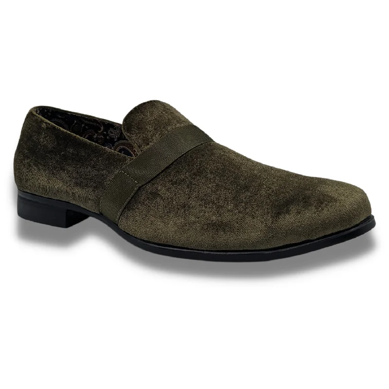 Men's Solid Velvet Olive Fashion Shoes S91