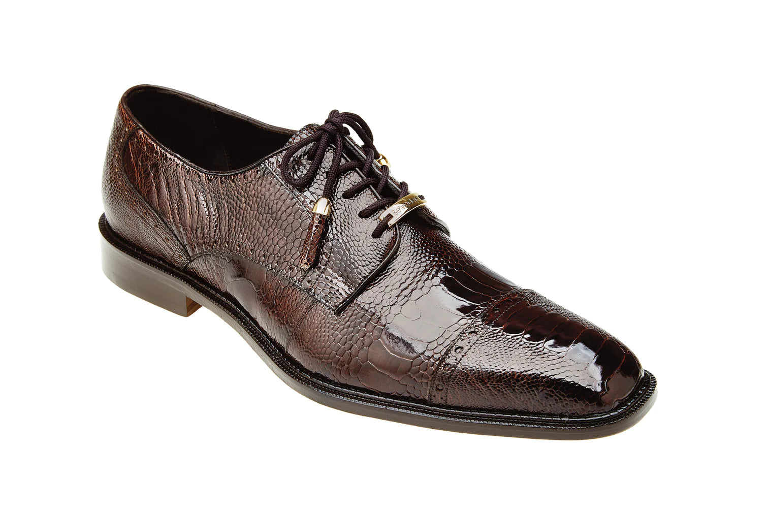 Belvedere Luxurious Ostrich Cap Toe Shoes for Men in Brown - Batta