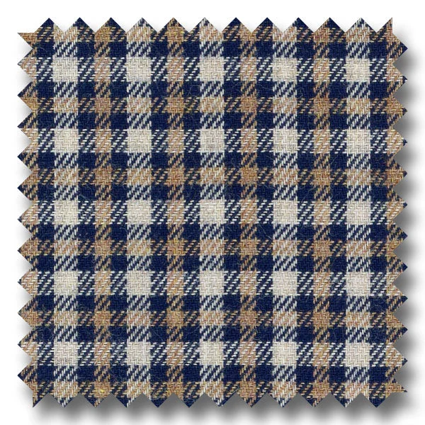 Tan and Navy Check Twill - Custom Dress Shirt