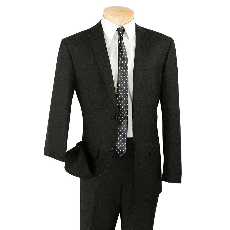 Slim Fit Men's Suit 2 Piece 2 Button in Black