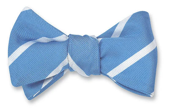 Light Blue/White Buckingham Striped Bow Tie - B2794