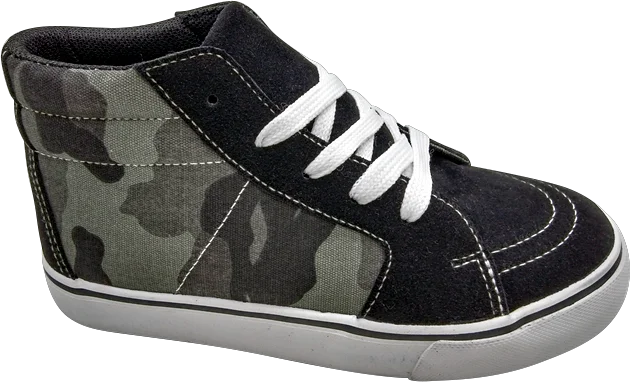 Black & Camouflage Lace Up Classic Canvas Hi- Top Youth's Shoes