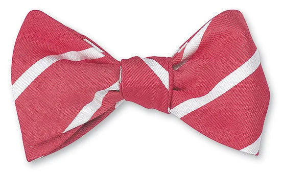 Coral/White Buckingham Striped Bow Tie - B2790