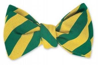 Gold/ Green Bar Stripes Bow Tie - B1406