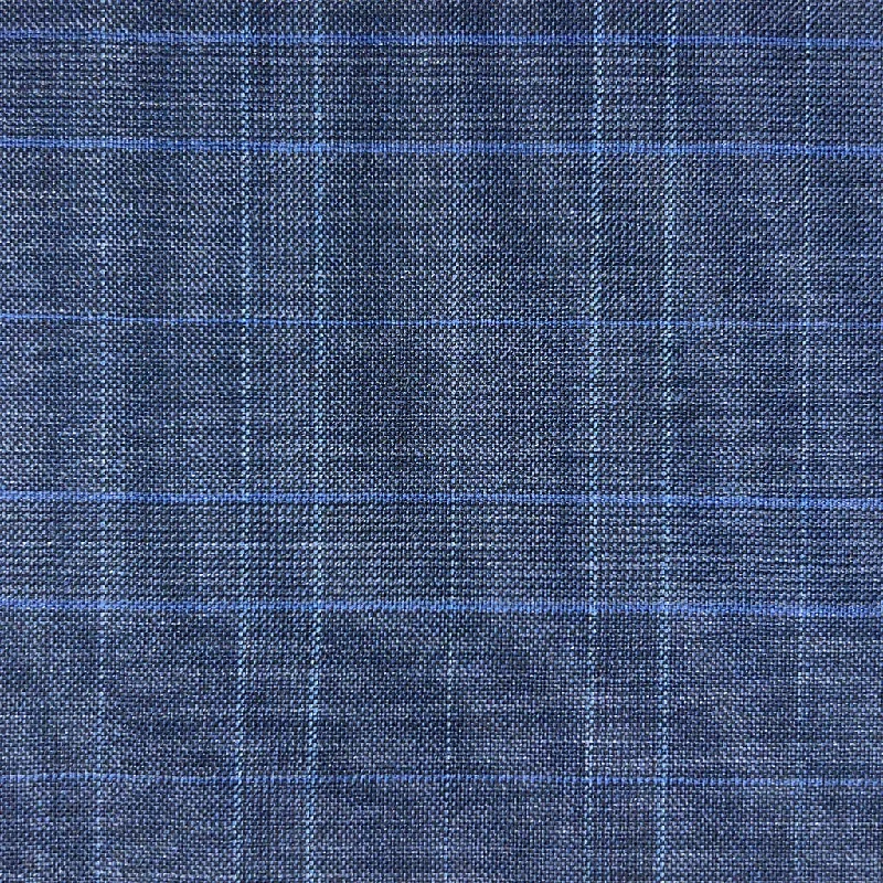 Denim Blue With Royal Blue Glen Plaid With Comfort Stretch