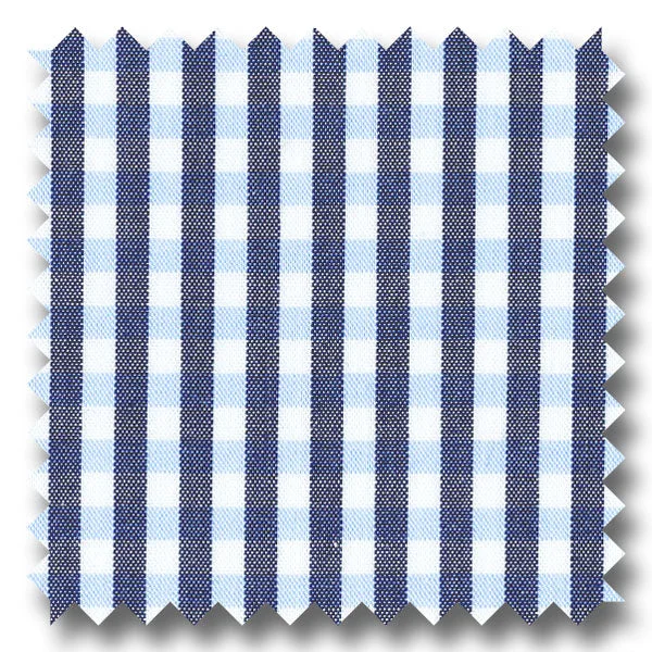 Blue and Gray Gingham Check Broadcloth - Custom Dress Shirt