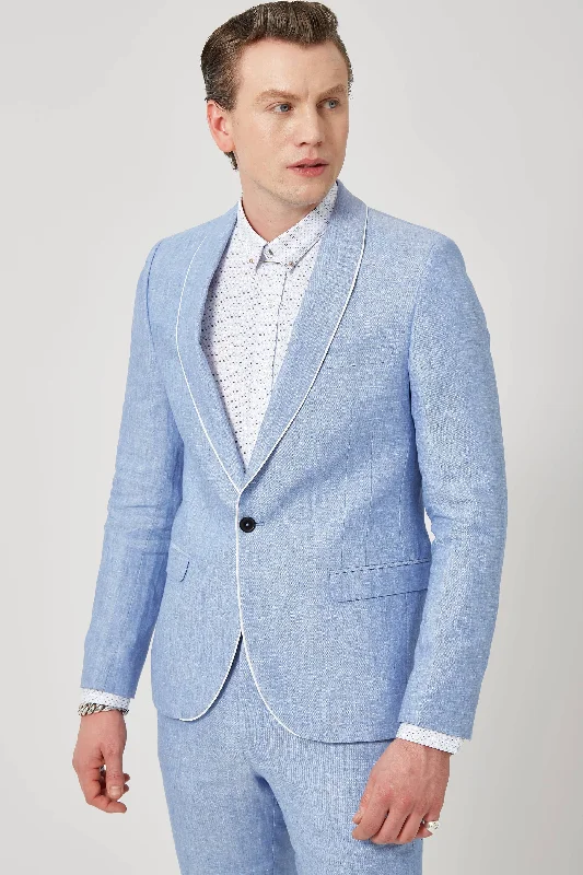 Runner Skinny Fit Blue Linen Jacket - ARCHIVE