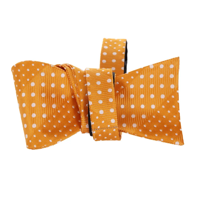 Crush - Orange Self-Tie Bow Tie with Dotted Stripe