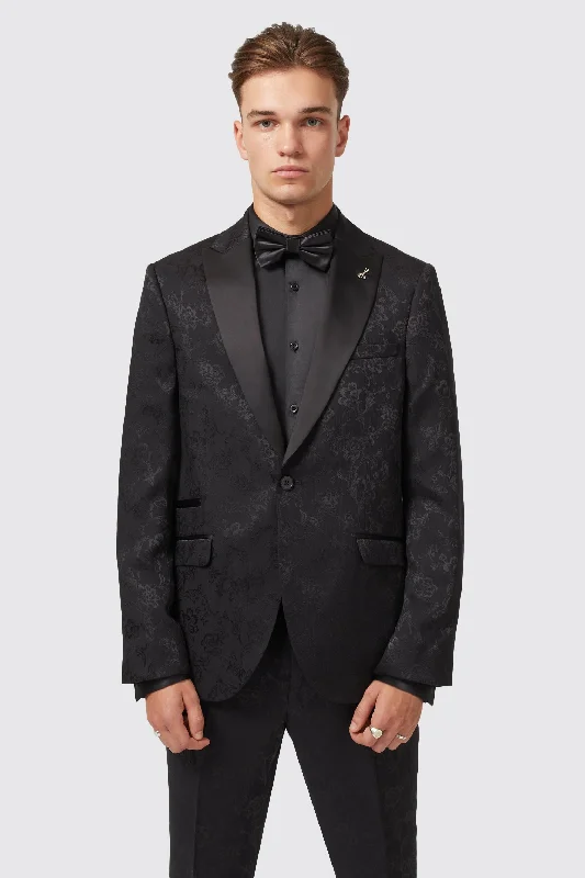 Compton Slim Fit Black Floral Jacket - ARCHIVE