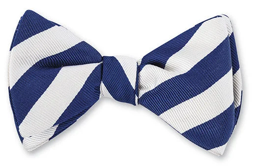 Royal Blue/ White Bar Stripes Bow Tie - B1091