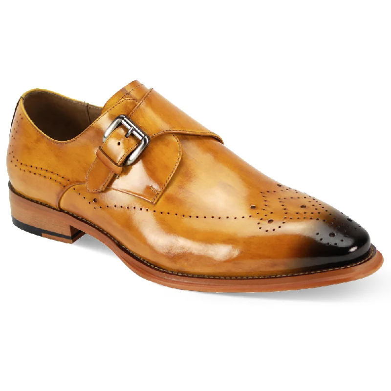 Monk Meridian Collection: Scotch Medallion Toe Single Monk Strap Shoes