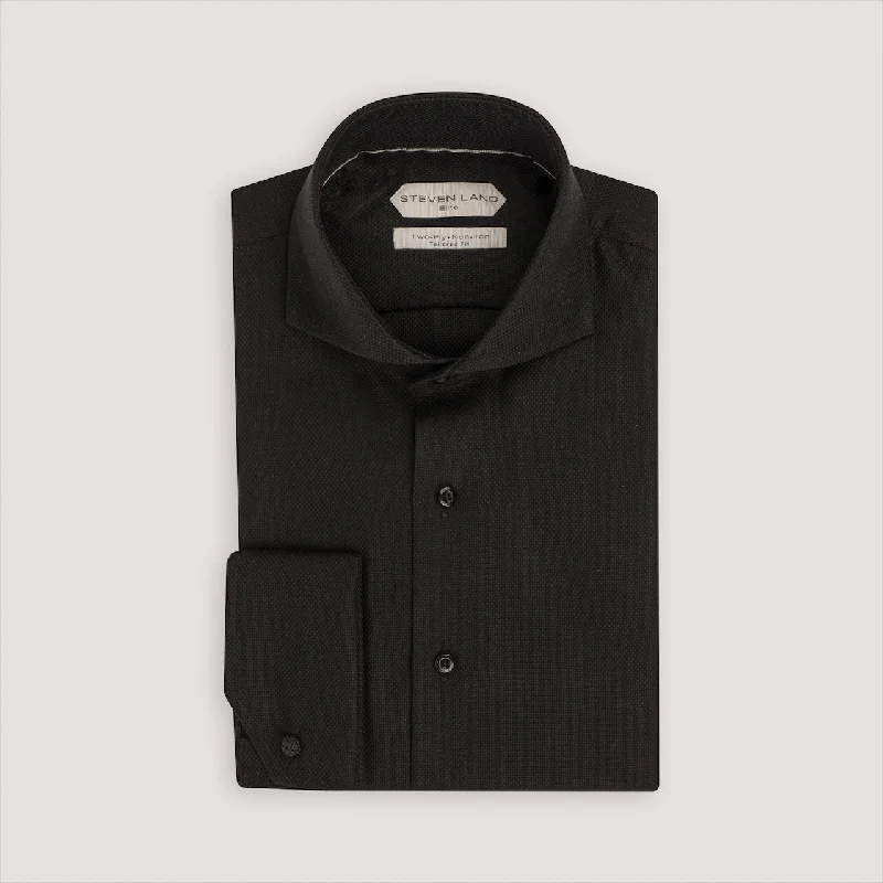 The Augustus Dress Shirt | Cutaway Collar | Angled French Cuff | 100% Cotton | Black