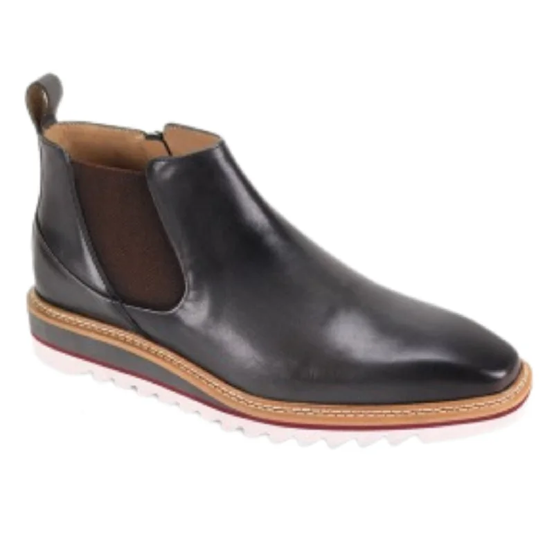 Artemis Collection: Charcoal Leather Chelsea Boot with Patina Finish