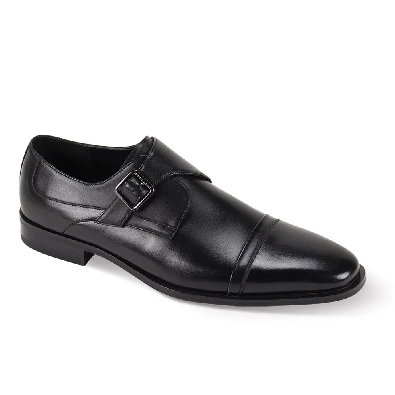 Regal Stride Black Cap Toe Monk Strap Shoes – Genuine Leather