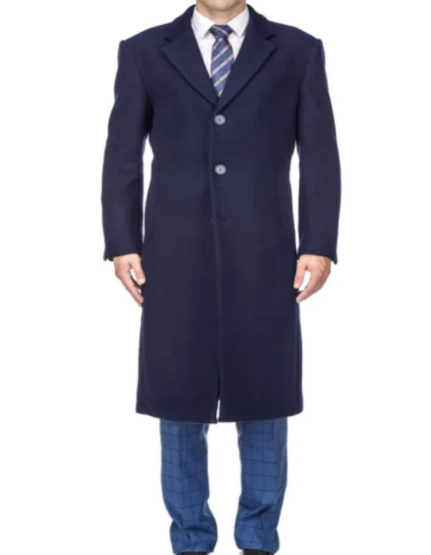 Mens Overcoat - Topcoat For Men - Winter Fabric- Modern OverCoat Navy