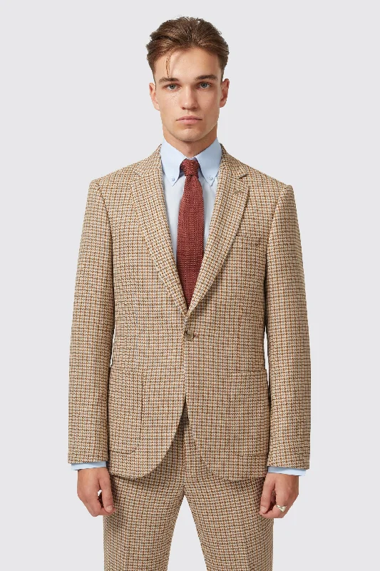 Vaughan Slim Fit Brown Wool Check Jacket - ARCHIVE