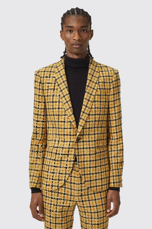 Austen Slim Fit Check Mustard Jacket - ARCHIVE