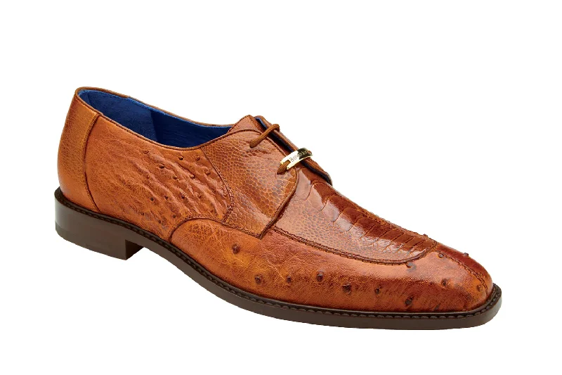 Belvedere Genuine Ostrich Leather Lining Men's Shoes in Ant Almond-Bolero