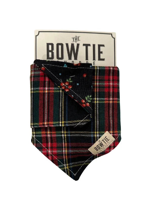 Reversible Tartan Holly Berry Pet Bandana