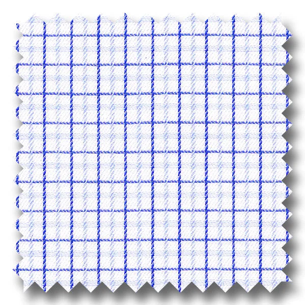 Light Blue and Navy Check 2Ply Mini Twill - Custom Dress Shirt