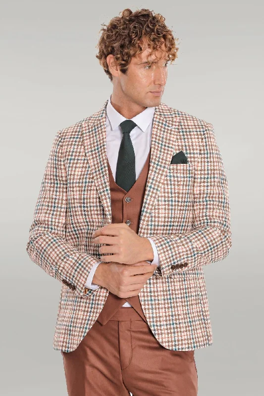 Plaid Brown Men Suit - Wessi