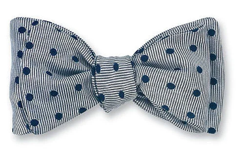 Silver/ Navy Vero Dots Polka Bow Tie - B2016