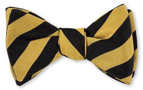 Black and Gold Striped Bow Tie - B631