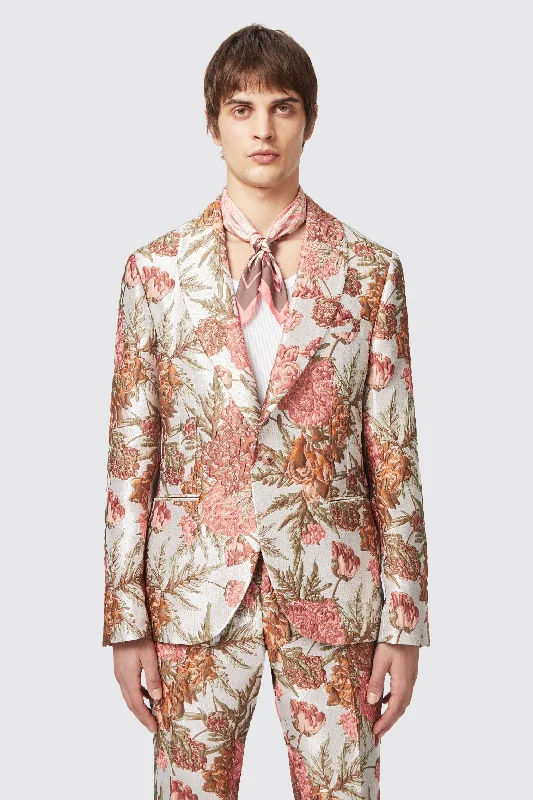 Hirshfield Floral Pink Silver Jacquard Jacket - ARCHIVE