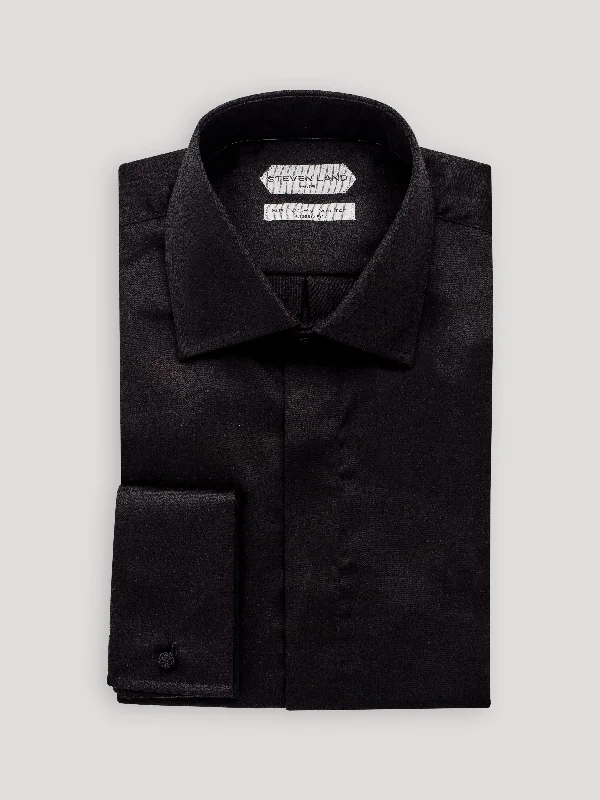 The Opulence Dress Shirt | Elite Collection | French Cuff | Double Woven Cotton | Black