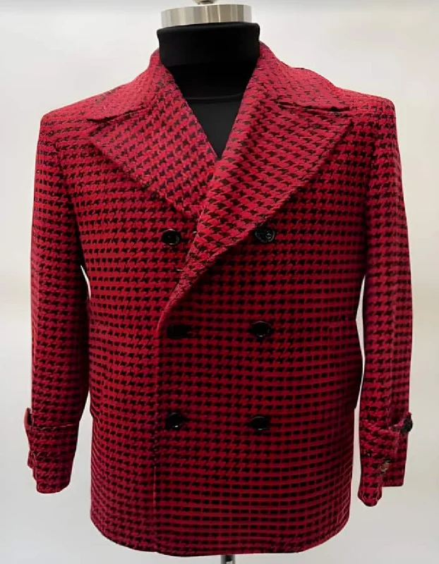 Mens Overcoat - Topcoat For Men - Winter Fabric - Red Overcoat - Red Peacoat- Red Wool Trench Coat