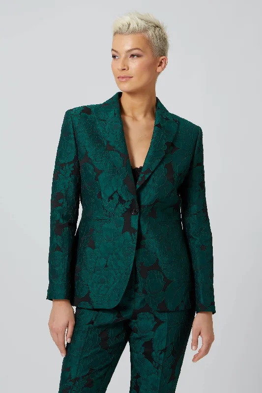 Gillian Skinny Fit Green Floral Jacket