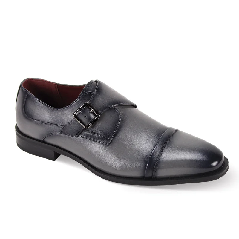 Regal Stride Grey Cap Toe Monk Strap Shoes – Genuine Leather