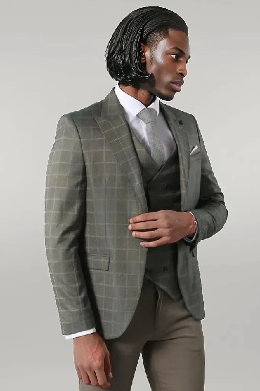 Double Breasted Green Plaid Mens Suit | Wessi