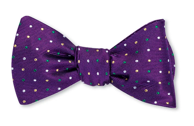 Mardi Gras Polka Dots Bow Tie - B4474