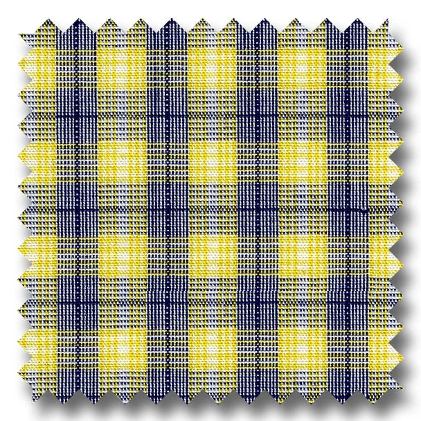 Plaid Pop Maize, Blue and White - Custom Dress Shirt