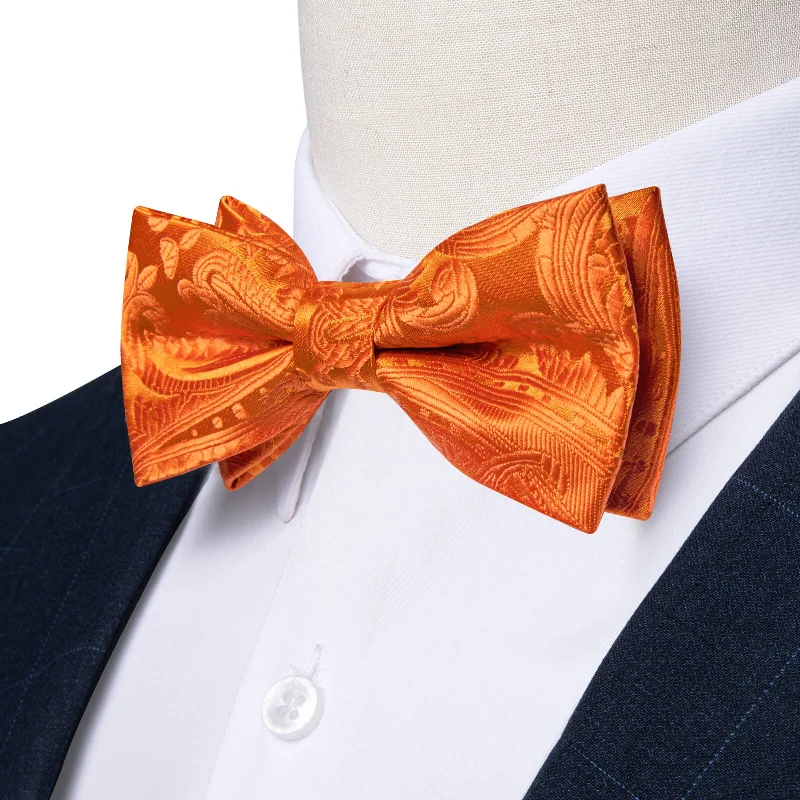 Ties2you Boys Bow Ties Tiger Orange Paisley Bow Tie Handkerchief Set