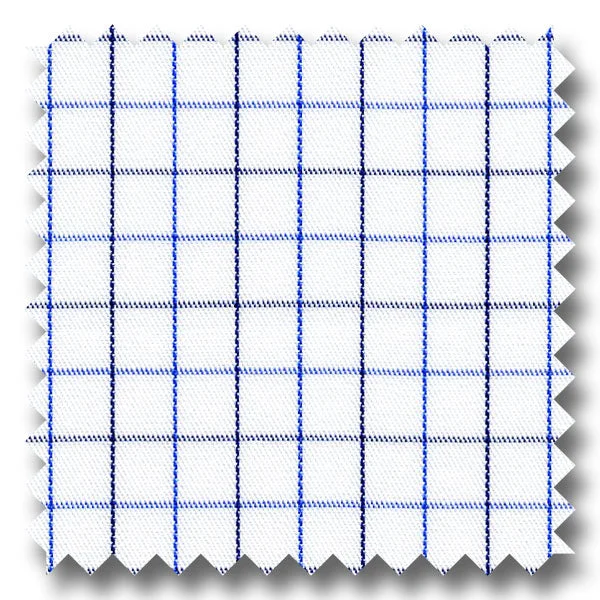 Blue and Gray Check 2Ply Twill - Custom Dress Shirt