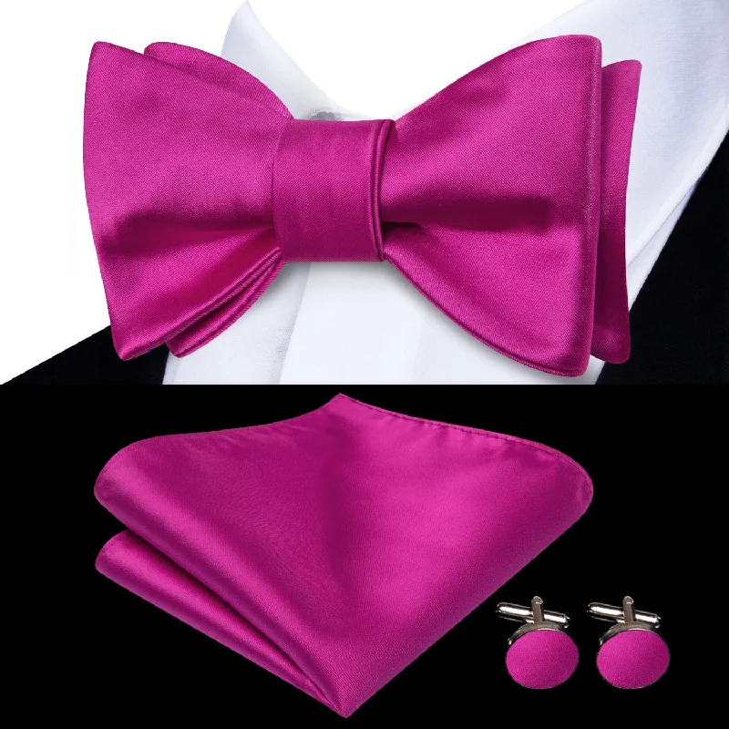 Ties2you Self-tie Bow Ties Magenta Purple Solid Silk Mens Bowtie Set for Tuxedo Suit