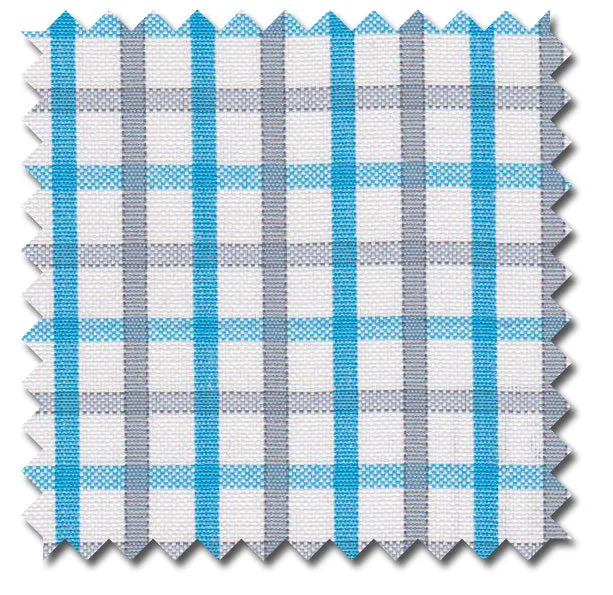 Azure Blue & Gray Grid Checks - Custom Dress Shirts