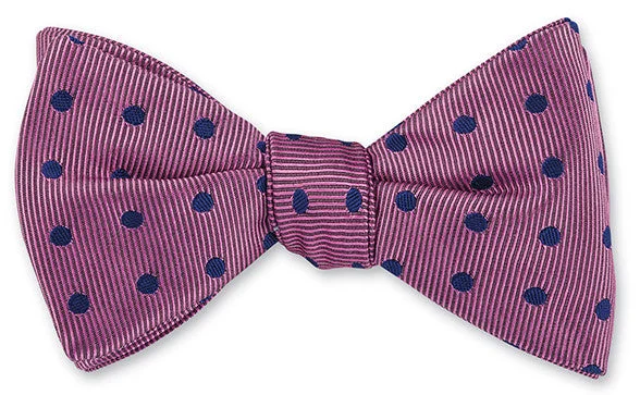 Pink/ Navy Vero Polka Dots Bow Tie - B3054