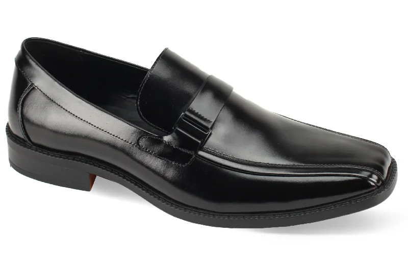 Urban Ease Black Leather Bike Toe Strap Slip-On Shoes