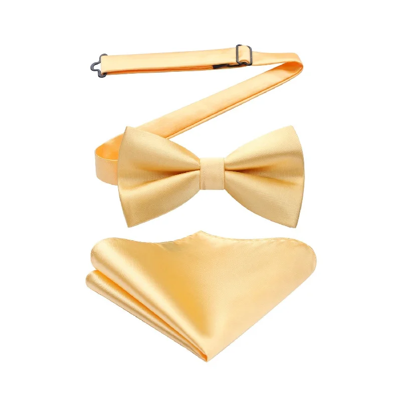 Solid Bow Tie & Pocket Square - D-GOLD YELLOW