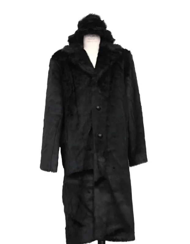 Mens Overcoat - Topcoat For Men - Winter Fabric - Men's Ankle length men's Overcoat ~ Long men's Dress Topcoat - Winter coat + Matching Hat Black Long Length Black Faux Fur Coat