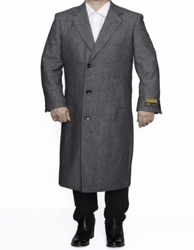 Mens Overcoat - Topcoat For Men - Winter Fabric - Grey Big and Tall Large Man ~ Plus Size Trench Coat Three Button Raincoats lOvercoat Long men's Dress Topcoat - Winter coat 4XL 5XL 6XL