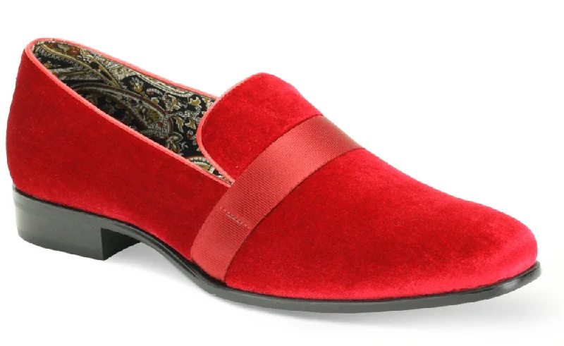 Velvet Red Heeled Fashion Shoes with Matching Band -6660