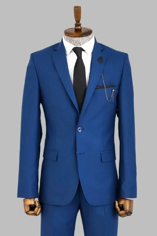 2 Piece 2 Buttons Blue Men Suit - Wessi