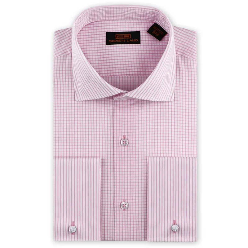 Steven Land Checks & Stripe’s French Cuff &  Spread collar Dress Shirt/Ds2207